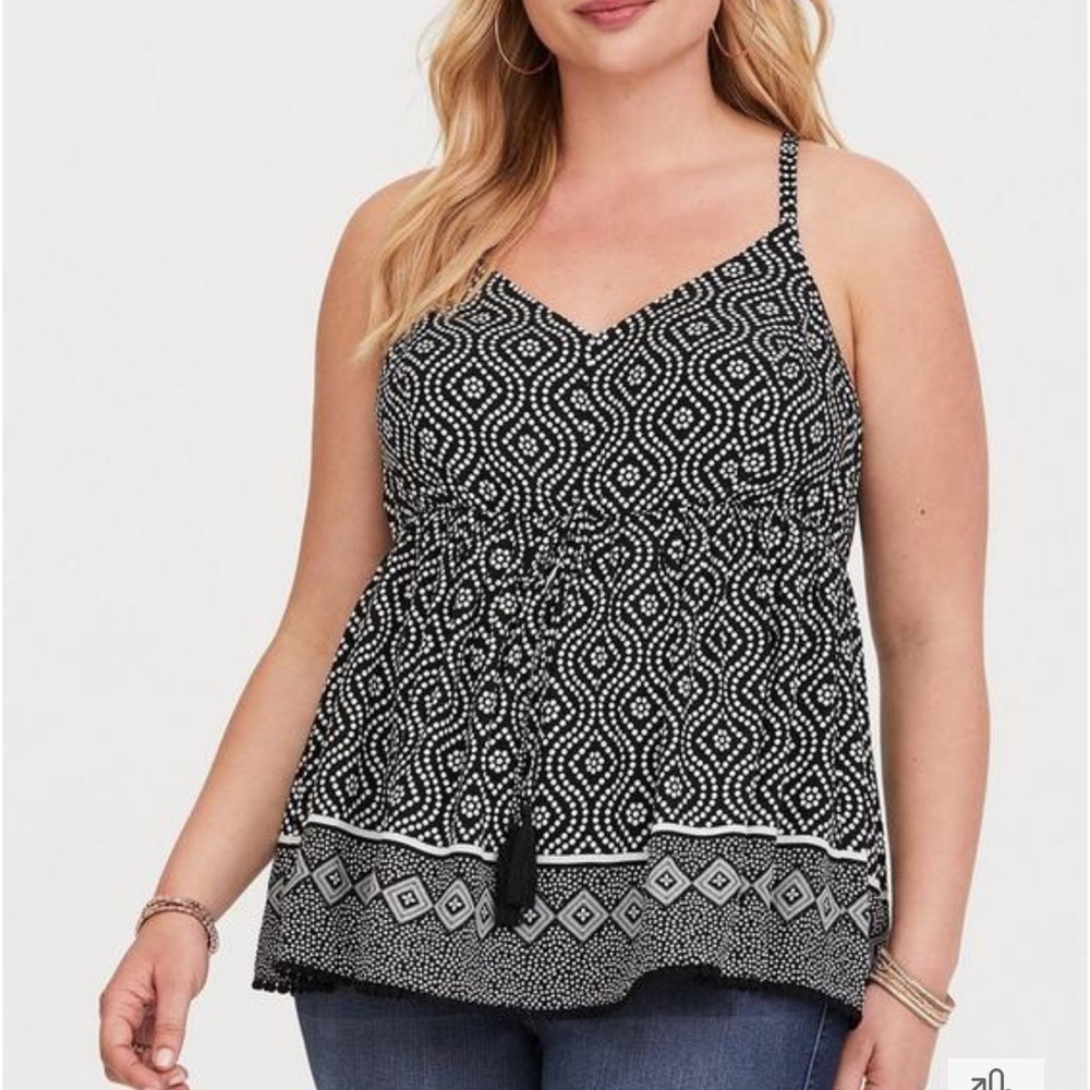 Torrid Black & White Border Print Challis Cami